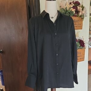 Black Silk Button-Up Shirt